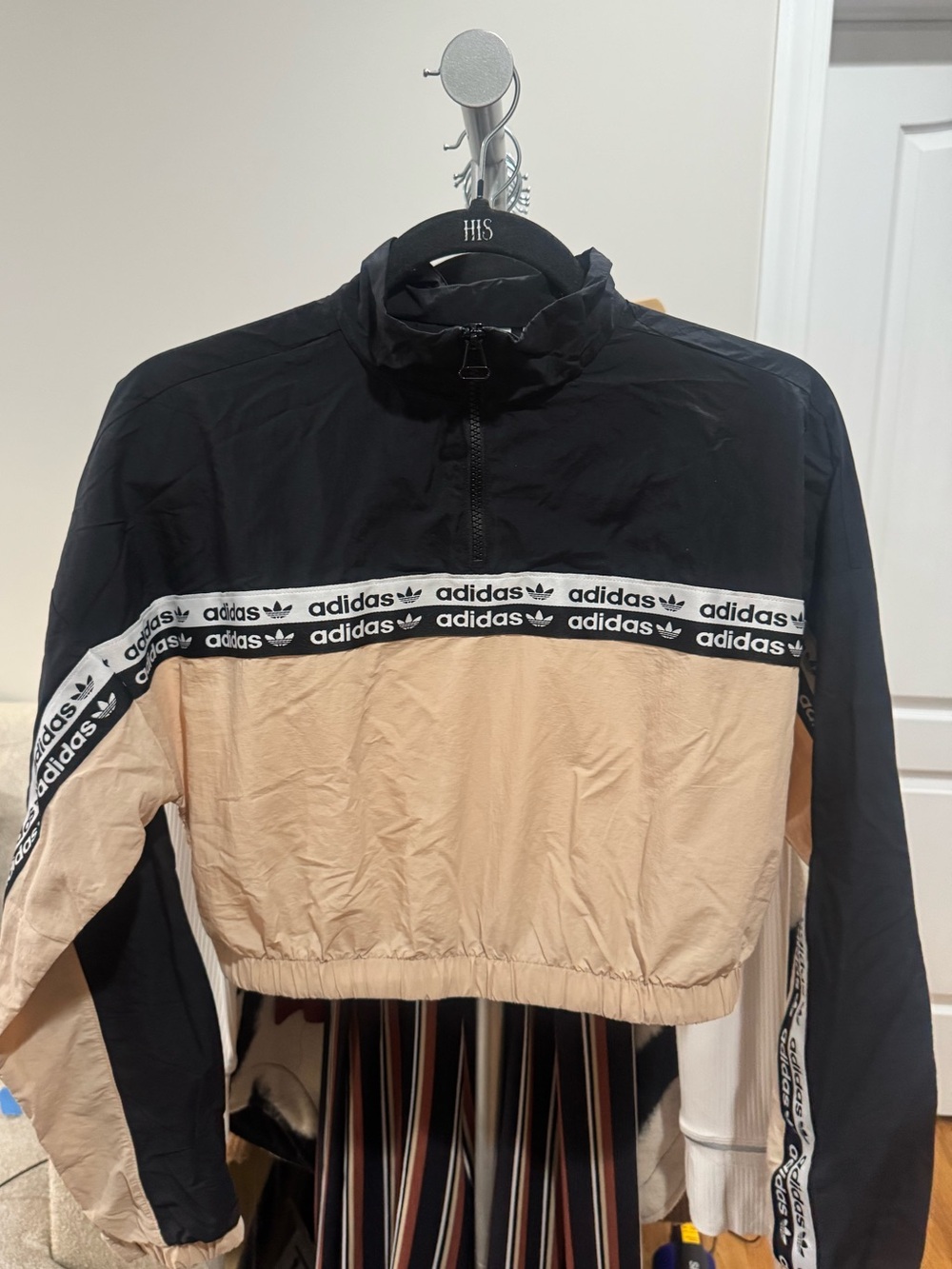 Adidas RYV women’s pink & black windbreaker cropped jacket